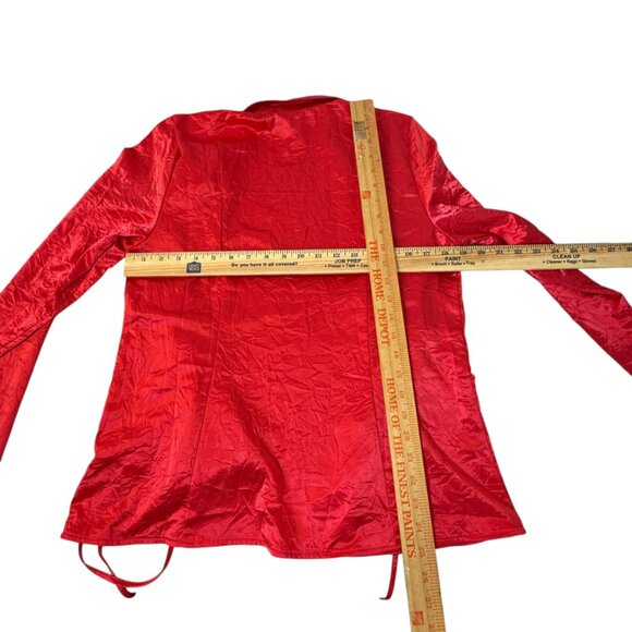 Free People Crushed Satin Tie-Front Blouse in Lipstick Red | Size L | NWT - Picture 8 of 9